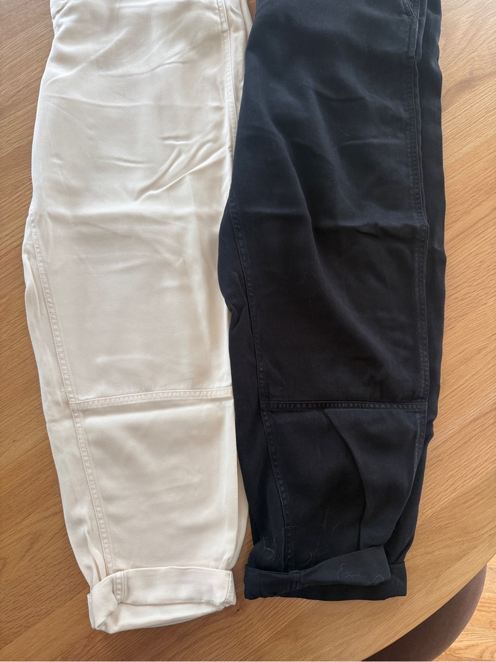 2 Everlane Pants Buttersoft Barrel Leg Trousers CREAM/BLACK  SET OF TWO - Picture 9 of 9